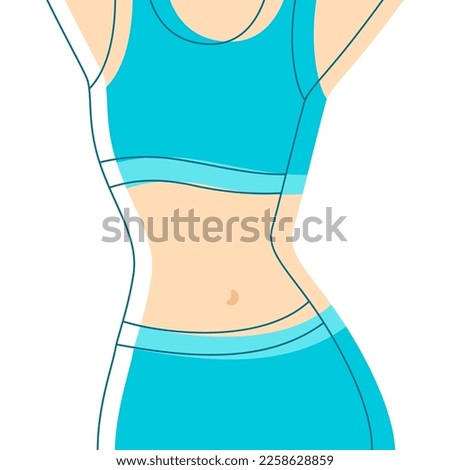 Illustration of slim woman. Sports girl in fitness clothes. Royalty-Free Stock Photo #2258628859