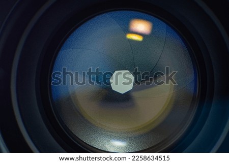 lens aperture in photo camera close up