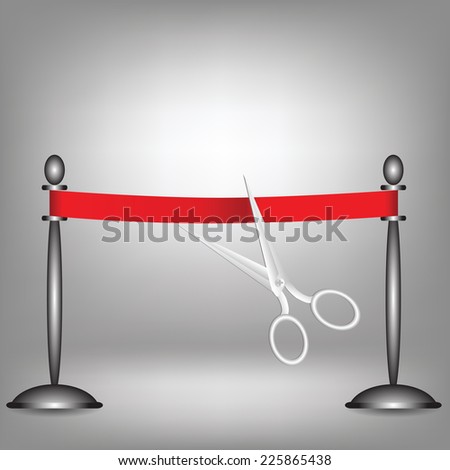 colorful illustration with red ribbon on a grey background
