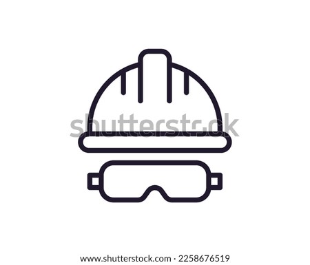 Single line icon of helmet on isolated white background. High quality editable stroke for mobile apps, web design, websites, online shops etc.  Royalty-Free Stock Photo #2258676519