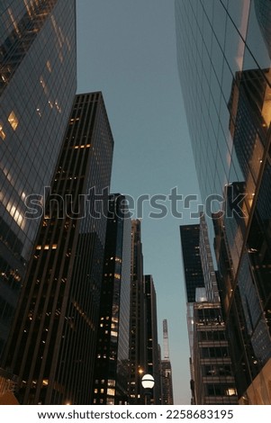 Low angle view of buildings in midtown of New York City Royalty-Free Stock Photo #2258683195