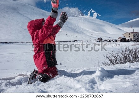 Creative games in snow. Ski Center of Mountain Falakro. Τhe northest ski center in Greece with the longest skiing period, ideal for sport events of just for relaxation. Drama Prefecture. Greece. Royalty-Free Stock Photo #2258702867