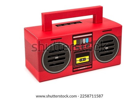 Portable retro radio isolated on white background, devices which are popular in the past for music and news Royalty-Free Stock Photo #2258711587