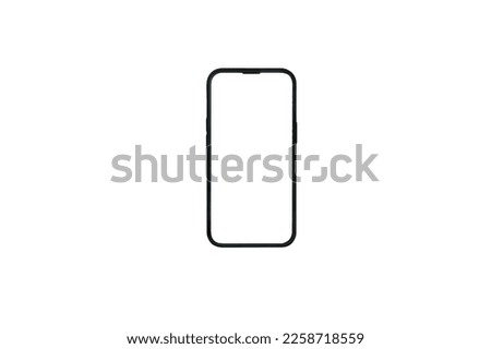 Front view of a phone with white clean screen for your design or text isolated on white background.