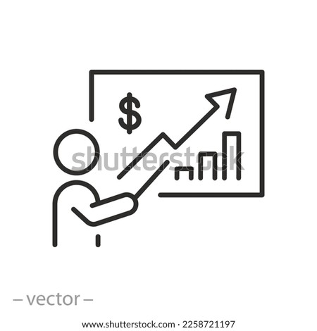 finance agent or adviser icon, financial consultation, business training, thin line symbol on white background - editable stroke vector illustration eps10 Royalty-Free Stock Photo #2258721197