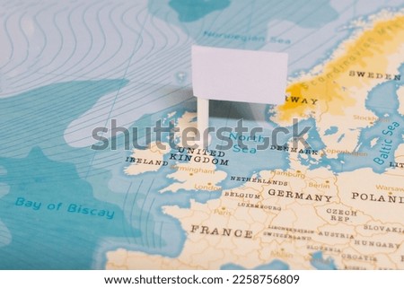 White Empty Flag on United Kingdom of The World Map