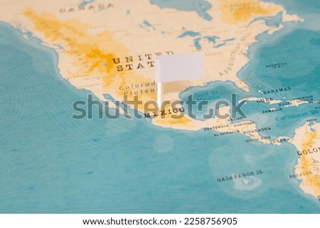 White Empty Flag on Mexico of The World Map
