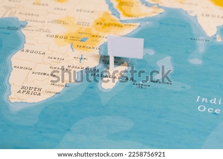 White Empty Flag on Madagascar of The World Map