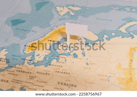 White Empty Flag on Finland of The World Map