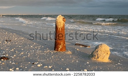 sunset on the beach with sand castles