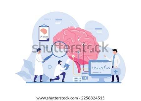 Doctor examine and treat human brain and nervous system. Neurologist design concept vector illustration