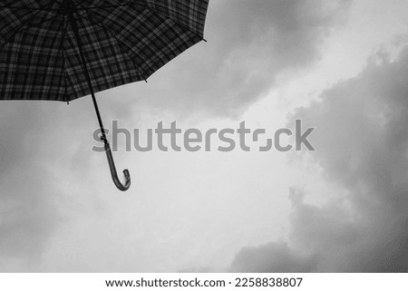 black and white umbrella isolated sky background