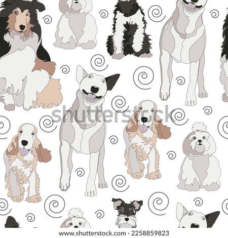 Seamless pattern with dogs. Vector  illustration.