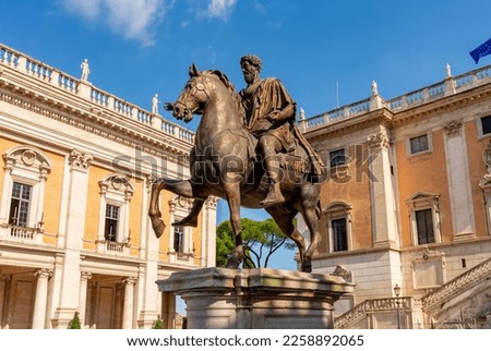 Statue of Marcus Aurelius on Capitoline Hill in Rome, Italy Royalty-Free Stock Photo #2258892065