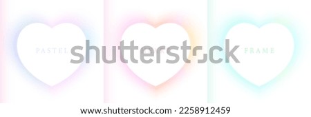 Set of pastel pink, red, blue green and yellow heart shape frame on white background. Elements for valentine day festival design. Collection of scene for cosmetic product display in top view design. Royalty-Free Stock Photo #2258912459