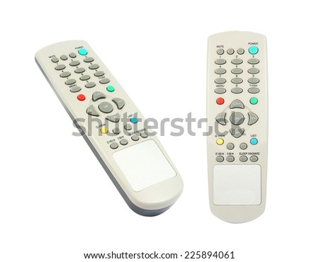 Television remote on a white background