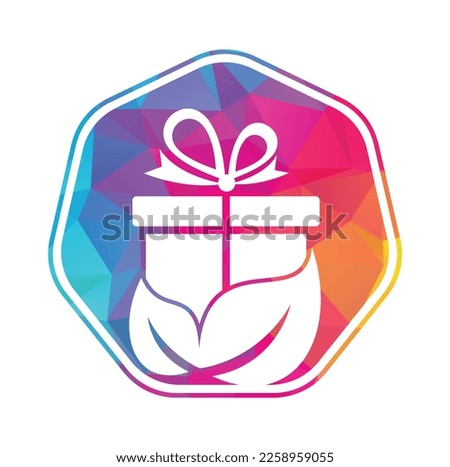 Gift Leaf logo concept vector. Nature Gift Logo Design Template. Unique surprise and organic logotype design template.