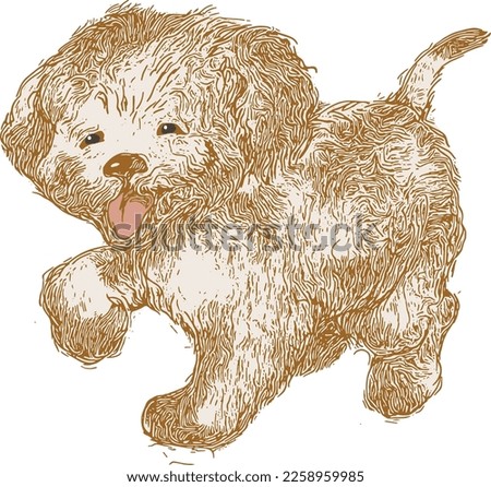 Little cute puppy. Isolated illustration for banner, background, card, book, tatto, t-shirt, poster.