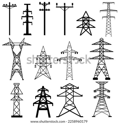 Electricity Tower icon vector set. Transmission Tower illustration sign collection. Power Lines symbol. Electrical Lines logo. Royalty-Free Stock Photo #2258960179