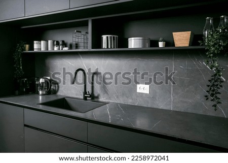 Modern high end luxury kitchen with marble work tops