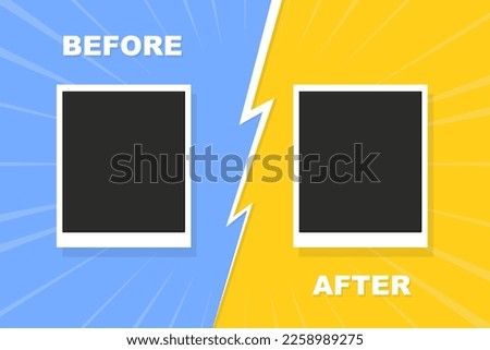 Before and after background template. Frame with empty place. Comparison card with empty space. Vector illustration Royalty-Free Stock Photo #2258989275