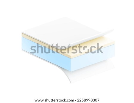 Realistic four-layer material. Great base for infographics. Vector illustration isolated on white background. The illustration will present the product consisting of four layers. EPS10. Royalty-Free Stock Photo #2258998307