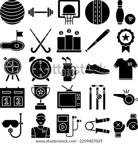 Sports Game icons set, sports game set, sports icons, game icons pack, activity vector set, sports collections, Sport glyph icons set