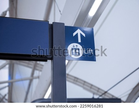 Priority elevator sign in blue color