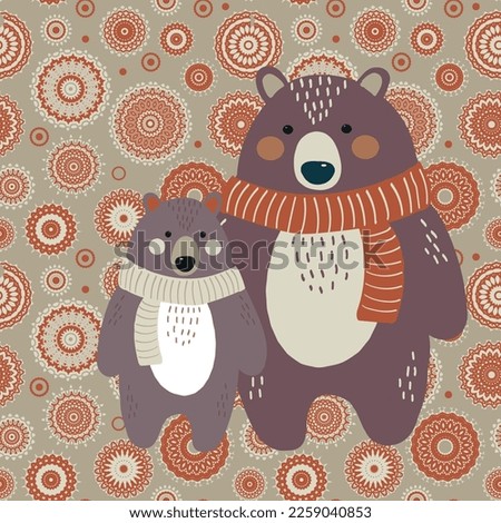 Seamless pattern with two bears. Vector file for designs.