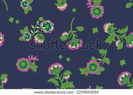 SCATTERED BRIGHT FLORAL SEAMLESS PATTERN VECTOR