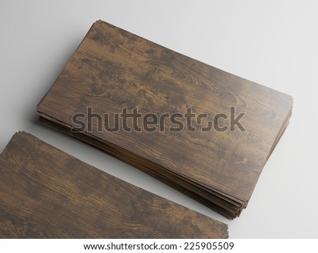 Two stacks of wood business cards
