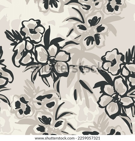 Beautiful floral seamless pattern. Cute natural background with wild meadow flowers. Hand drawn grunge wildflowers wallpaper. Simple daisy vector print for spring textile, fabric design Royalty-Free Stock Photo #2259057321