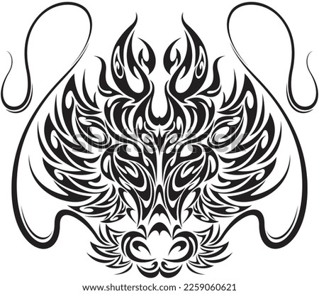Tattoo style tribal design dragon face