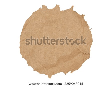 Brown butcher paper ripped circle isolated on white to use are a banner