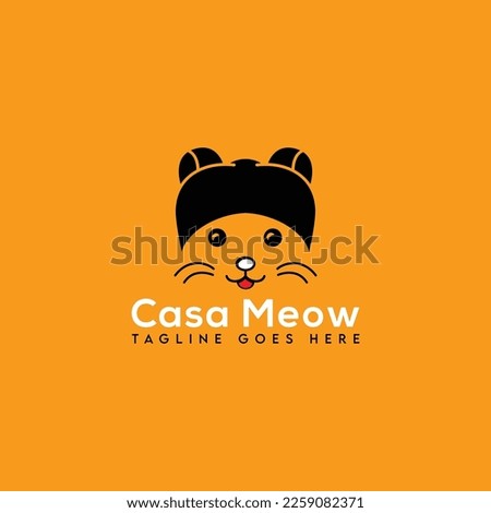 casa meow logo, cat logo, pet logo, minimalist , vintage and business logo design in vector type.