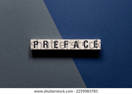 Preface - word concept on cubes Royalty-Free Stock Photo #2259083781