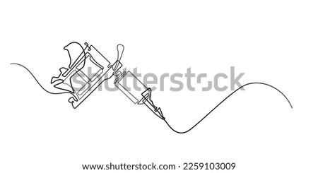 tattoo tool one line drawing.continuous line tattoo tool.tattoo art tool one line drawing concept Royalty-Free Stock Photo #2259103009