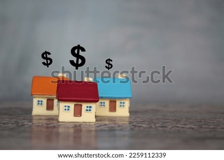 House and dollar icon with copy space. Savings money, real estate price and trends concept