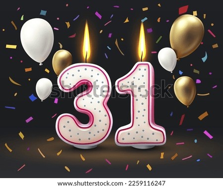 Happy Birthday years. 31 anniversary of the birthday, Candle in the form of numbers. Vector illustration