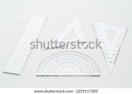 ruler, protractor and triangle ruler