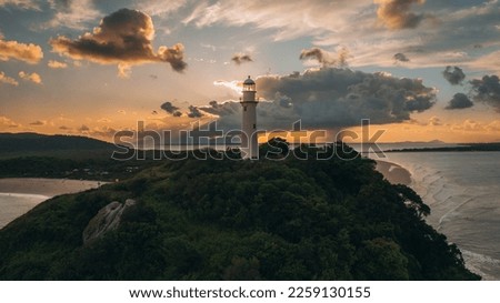 Ilha do Mel - Paraná. Aerial view of the Conchas lighthouse and beaches of Ilha do Mel Royalty-Free Stock Photo #2259130155