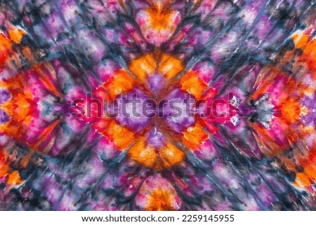 Fashionable Colorful Red, Orange, Yellow, Orange and Purple Retro Abstract Psychedelic Tie Dye Abstract Geometric Diamond Design.