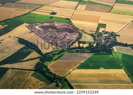 Saxony-Anhalt, Germany-08-05-2021: Aerial views of an open pit mine