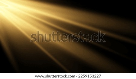 Vector golden sun light effect. Glowing sunrays on black background. Stock royalty free vector Royalty-Free Stock Photo #2259153227