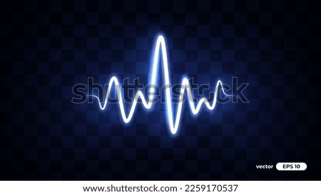 Heart pulse cardiogram. Neon sign. Lightning isolated on black background. Flash light thunderbolt spark. Bright glow and sparkle effect. Realistic transparent lightning. Vector illustration eps10. Royalty-Free Stock Photo #2259170537
