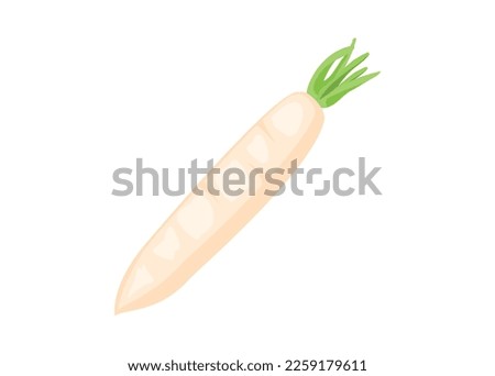 White radish. Simple flat illustration. Royalty-Free Stock Photo #2259179611