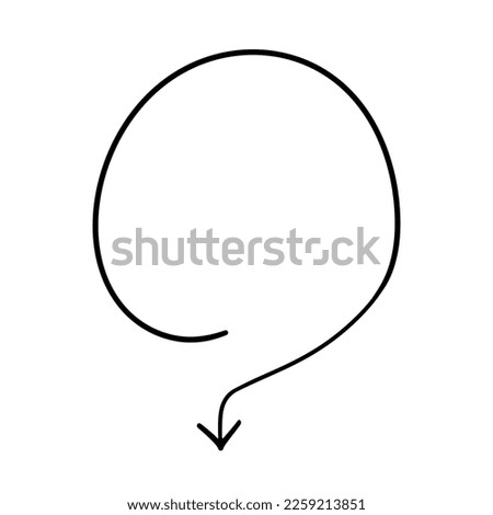 Speech bubble arrow single line. Simple and minimalistic. Pointing to the down. Circle with free space for text
