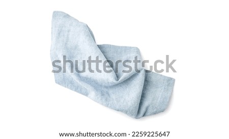 Light blue linen napkin isolated on white background, top view Royalty-Free Stock Photo #2259225647