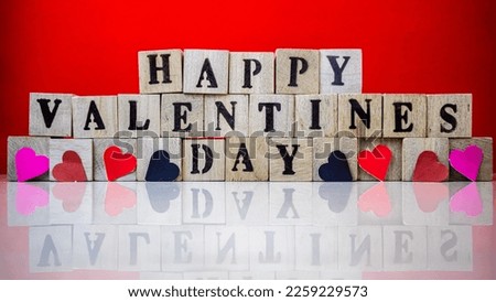 Happy valentine's day on wooden blocks