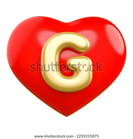 3d Letter G with Heart Red